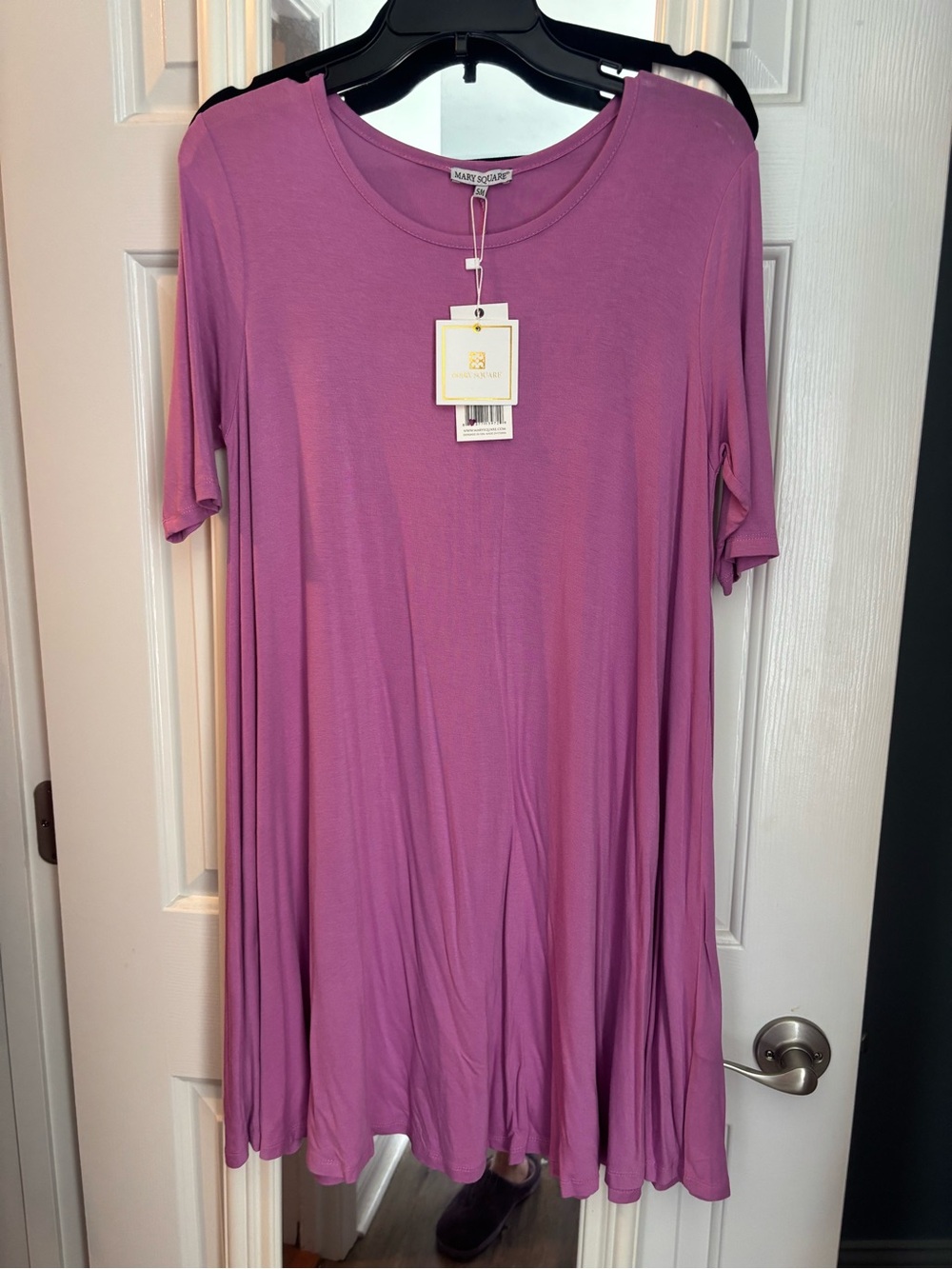 Mary Square Lilac Midi Swing Dress - Short Sleeve